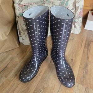 UGG Black and White Polka Dot Rain Boots